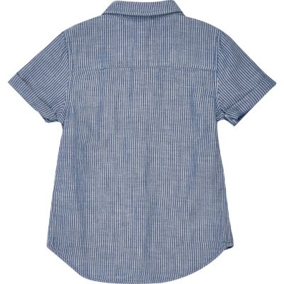 Mini boys blue stripe short sleeve shirt